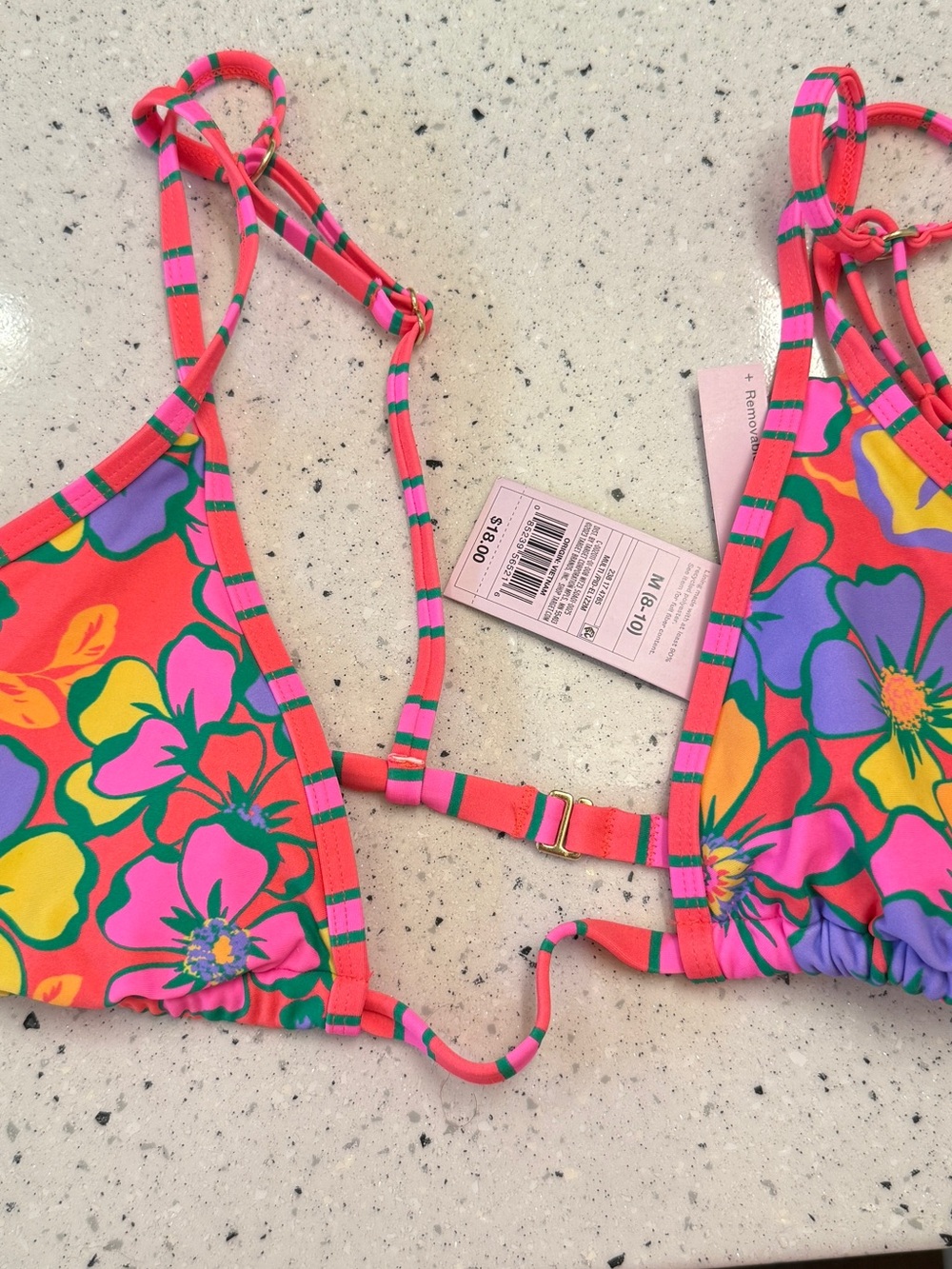 wild fable Pink Multi Floral Triangle Bikini Top